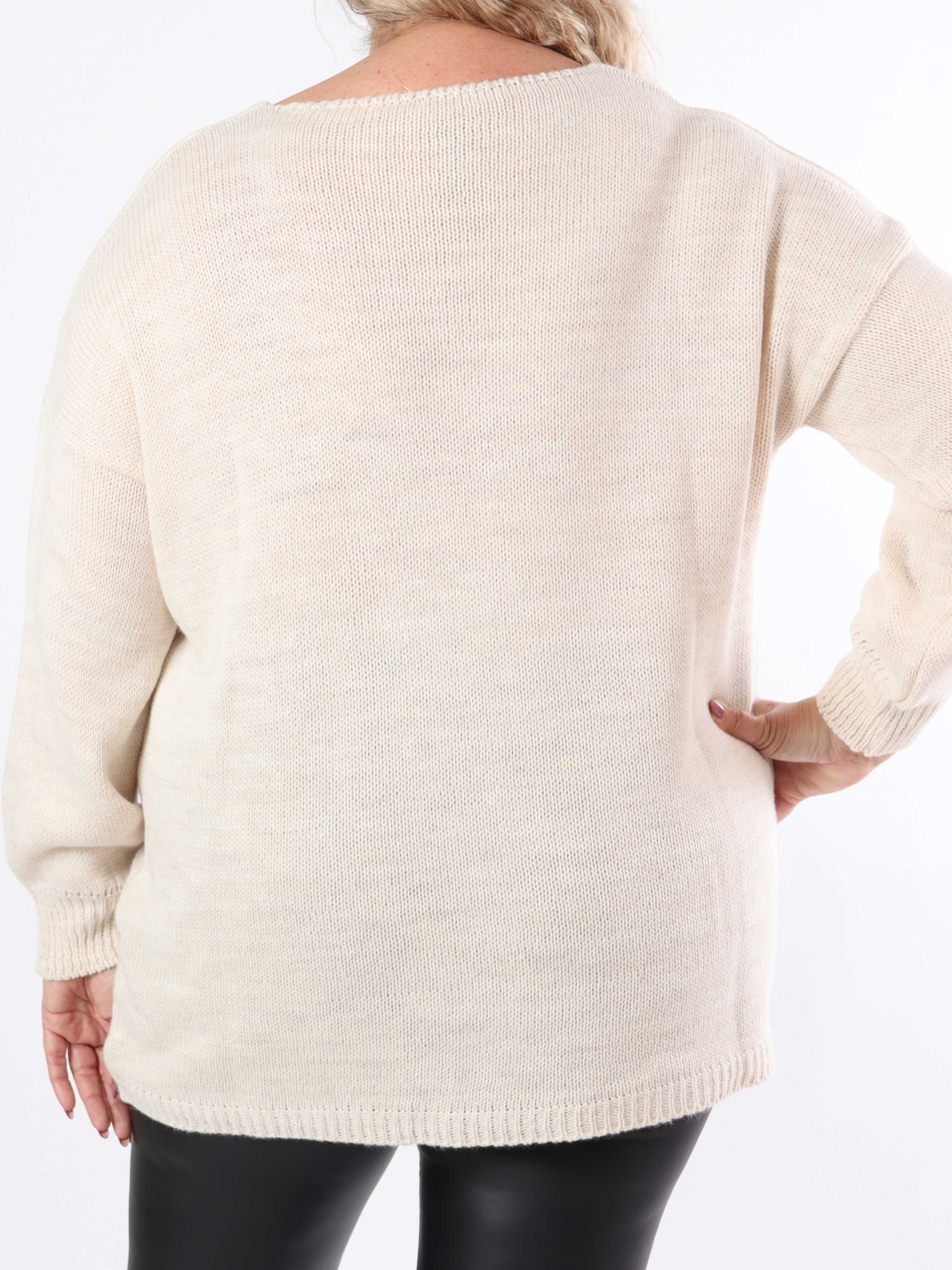 Cherry - Stickad blus i plus size med körsbär